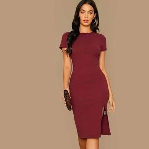 Knit slit hem dress